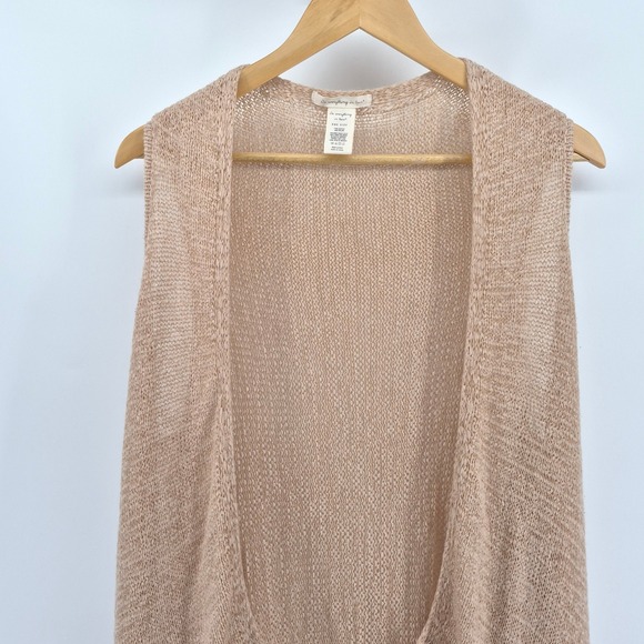 Do Everything In Love Beige Knit Fringe Vest One Size Duster Cardigan Boho Indie - Picture 2 of 10